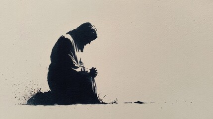 Stencil Art of Jesus Praying