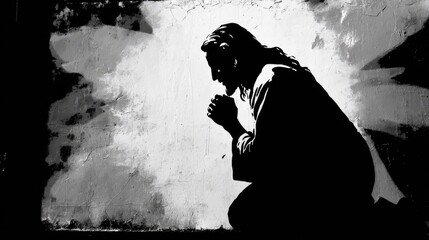 Stencil Art of Jesus Praying