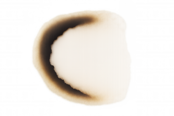 Burnt paper hole, scorched texture, old vintage design element with transparent background, damaging effect
