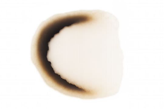 Burnt paper hole, scorched texture, old vintage design element with transparent background, damaging effect