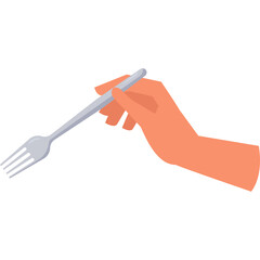 Hand Holding Silver Fork With Four Prongs And A Clean White Background Perfect For Food Related Graphics