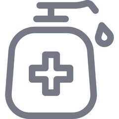 Hand Sanitizer Icon Gray Outline With Plus Sign On Transparent Background Cleanliness And Hygiene Concept Medical Symbol With Pump Dispenser And Droplet Falling