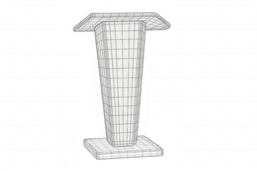 Wireframe 3d model of a podium presentation stand, illustrating public speaking and conference event concept