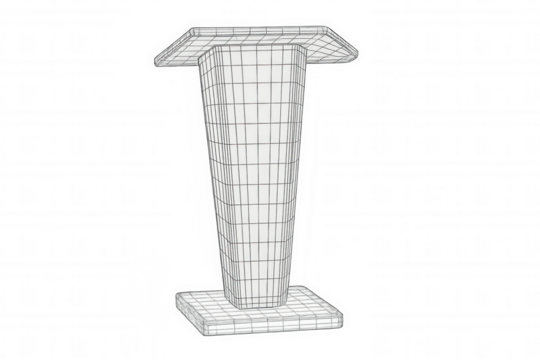 Wireframe 3d model of a podium presentation stand, illustrating public speaking and conference event concept