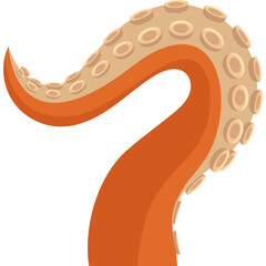 Illustration of a Large Orange Tentacle with Beige Suckers on a Transparent Background