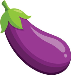 Shiny Purple Cartoon Eggplant Illustration