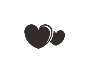 Stylized heart-shaped flower with two leaves on a white background, simple graphic design.