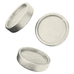 3d coins icon illustration halftone style