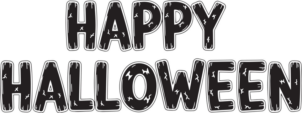 Happy Halloween text vector with a distressed, textured, and slightly rugged appearance, perfect for a grunge or edgy holiday design.