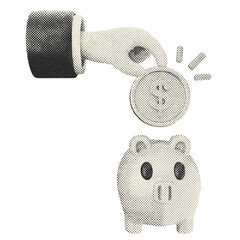 3d coin dollar investment icon illustration halftone style