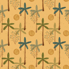 The Tropical Palm Pattern features vibrant sun and beautiful flora elements throughout it