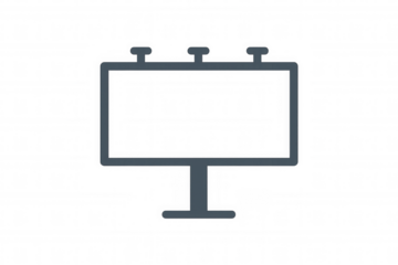 Blank billboard icon representing outdoor advertising, marketing, and street promotion, transparent background