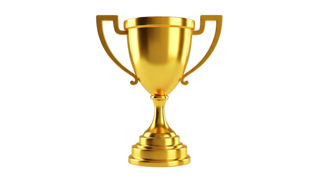 Golden trophy isolated on transparent background