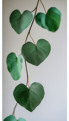 Heart-shaped green leaves cascading on a delicate stem against a neutral background