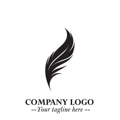 Feather Logo Symbol in Black on the White Background Minimalist Elegant Vector Illustration