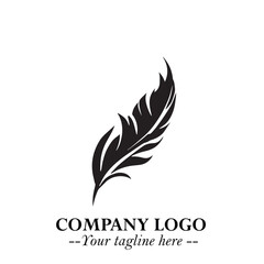 Feather Logo Symbol in Black on the White Background Minimalist Elegant Vector Illustration