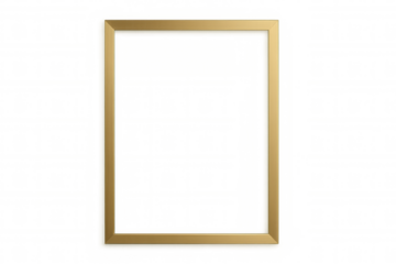 Gold photo frame template creating a stylish border for images, a transparent empty mockup ready for content