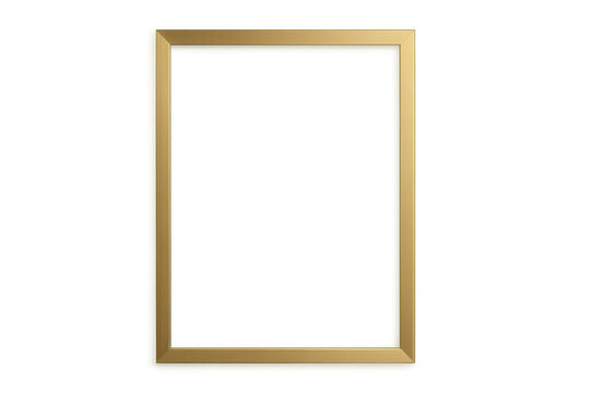 Gold photo frame template creating a stylish border for images, a transparent empty mockup ready for content