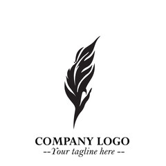 Elegant Feather Logo Symbol in Black on White Background with Minimalist and Modern Design
