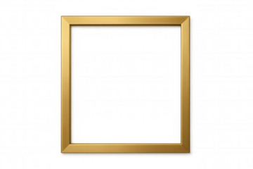 Golden empty frame with transparent background, rectangle blank border template, elegant design object