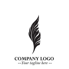 Elegant Feather Logo Symbol in Black on White Background with Minimalist and Modern Design