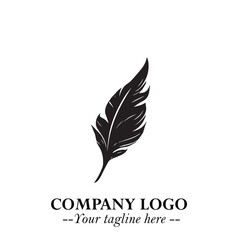 Elegant Feather Logo Symbol in Black on White Background with Minimalist and Modern Design