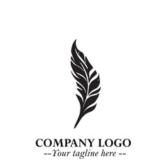 Elegant Feather Logo Symbol in Black on White Background with Minimalist and Modern Design