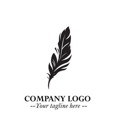 Elegant Feather Logo Symbol in Black on White Background with Minimalist and Modern Design