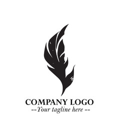 Elegant Feather Logo Symbol in Black on White Background with Minimalist and Modern Design