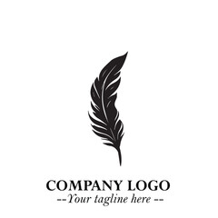 Elegant Feather Logo Symbol in Black on White Background with Minimalist and Modern Design