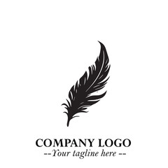 Elegant Feather Logo Symbol in Black on White Background with Minimalist and Modern Design