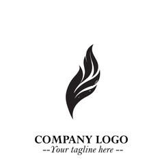 Elegant Feather Logo Symbol in Black on White Background with Minimalist and Modern Design