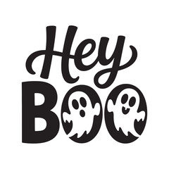 Whimsical Halloween Greetings Hey Boo with Playful Ghostly Apparitions Evoking Festive Fun