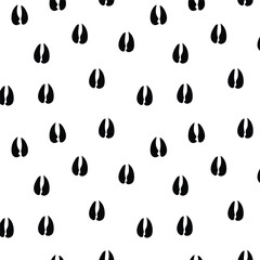 Pig footprint seamless pattern with black color on a transparent background