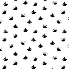 Hedgehog footprint seamless pattern with black color on a transparent background