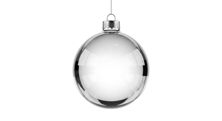 Clear glass christmas ornament ball, isolated on transparent background
