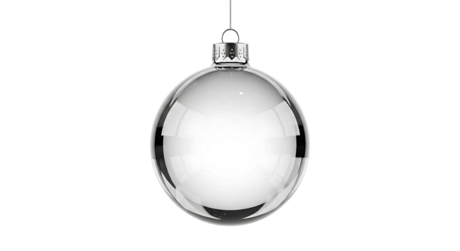 Clear glass christmas ornament ball, isolated on transparent background