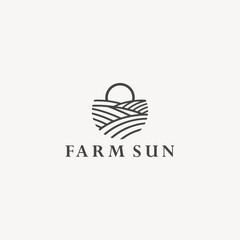 Fototapeta premium Farm sun logo design template vector illustration