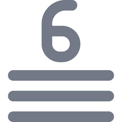 Icon Number Six Stacked With Horizontal Lines Gray On Transparent Background Simple Flat Design