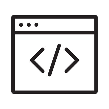 Code Window: Minimalist depiction of a code window, a symbol of digital development.