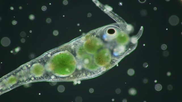 Captivating microcosm Singlecelled creature amidst twinkling spheres