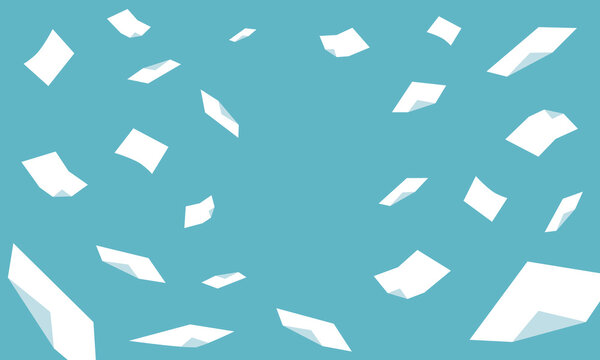紙吹雪のように舞う紙　背景素材コピースペース有り