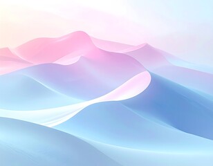 Serene abstract desert dunes in soft pastel pink and blue tones, creating a minimalist aesthetic wallpaper with a smooth gradient