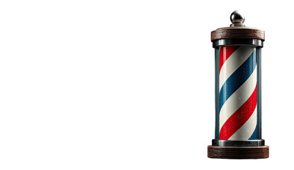 Barber pole stripes swirl red, white, and blue on black background