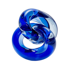 Abstract Glass Sculpture Blue Torus Knots Modern Art Object on Black Background
