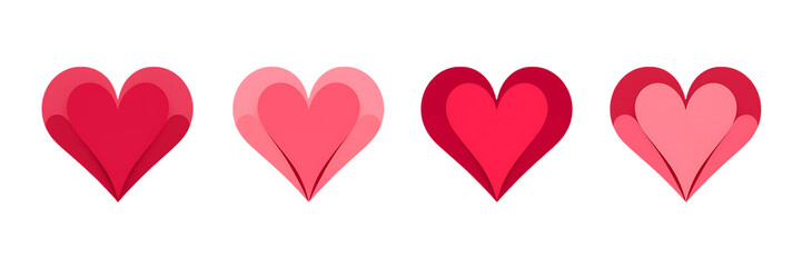 Four Romantic Layered Hearts on Black Background for Valentines Day and Special Occasions