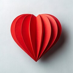 Red Paper Heart Hanging Decoration Symbolizing Love and Affection on a Light Gray Background
