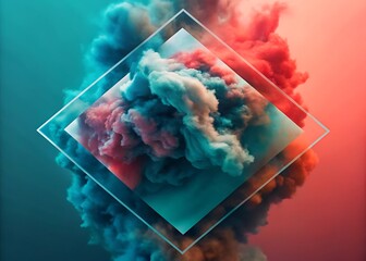 Abstract Colorful Smoke Explosion within Transparent Frames Modern Artistic Background Visual for Creative Projects
