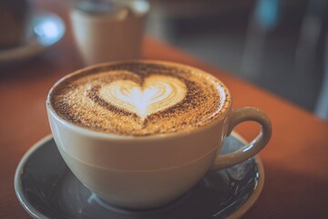 Cup of Coffee with Heart Shaped Foam for Valentine’s Day