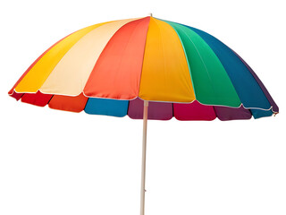 Obraz premium Colorful Beach Umbrella Isolated on Black Background Symbolizing Summer Vacation and Relaxation with Bright Hues
